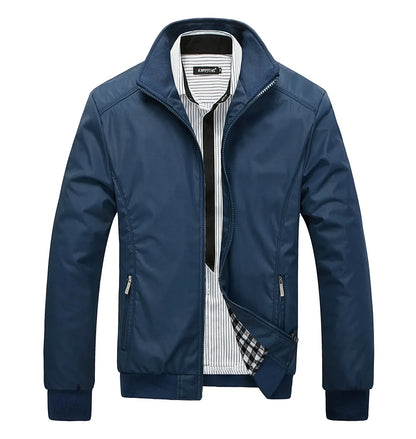 Herren Freizeit Bomberjacke mit Stehkragen und Reißverschluss, Windbreaker Übergangsjacke