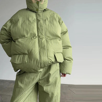 Damen Oversize Steppjacke Gemustert mit Kapuze