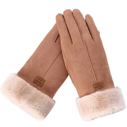 Winterhandschuhe für Damen mit Fleecefutter & Kunstfellbesatz, weiches Material