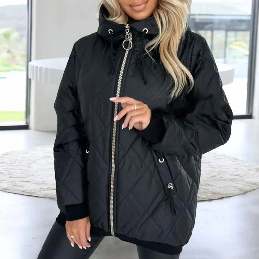 Damen Steppjacke mit Kapuze und Reißverschluss