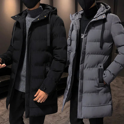 Herren Winter Steppjacke mit Kapuze Lang Warm Pufferjacke