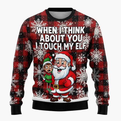 Herren Lustiger Weihnachts-Pullover mit frechem Santa-Motiv – Perfekt für Ugly Christmas Sweater Partys