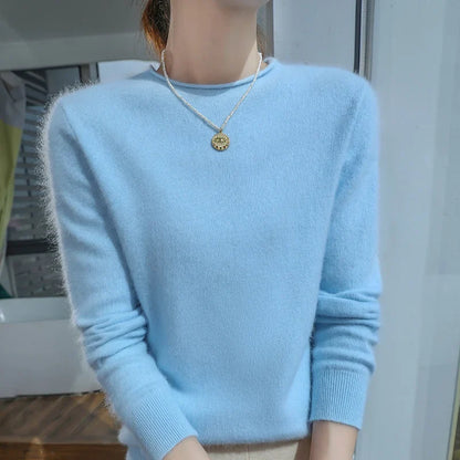 Damen Pullover Rundhals Langarm Strickpullover Weiches Material