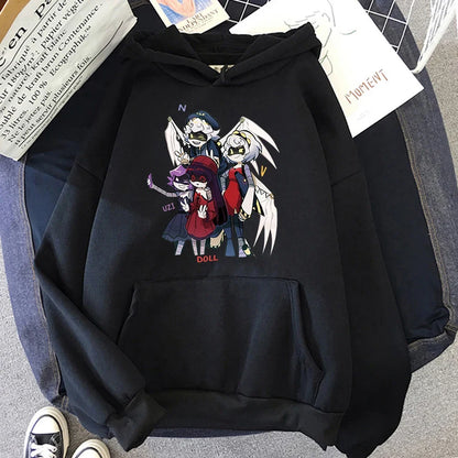 Hoodie mit Kapuze & Kängurutasche – Cartoon-Charakter-Print