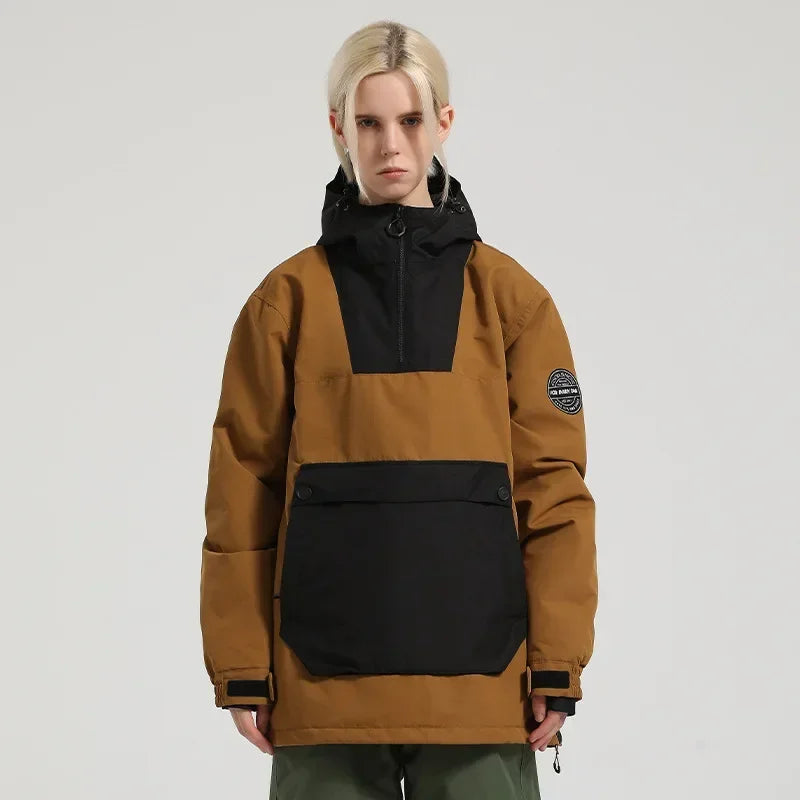 Unisex Anorak Jacke mit Kapuze und Kängurutasche