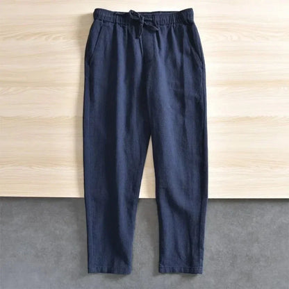 Leichte Hose aus Leinenstoff mit elastischem Bund – Weiß
