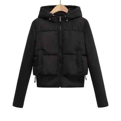 Kurze Steppjacke mit Kapuze für Damen