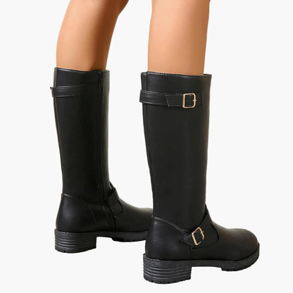 Damen Kniehohe Stiefel mit Schnalle – Elegante Alltags- und Reitstiefel