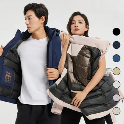 Unisex Winterjacke mit Kapuze und Reißverschluss, gepolstert