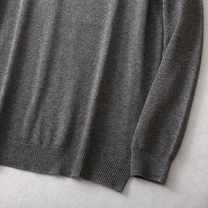 Unisex Langarm-Pullover mit Rundhalsausschnitt Feinstrick Grau Schwarz Braun