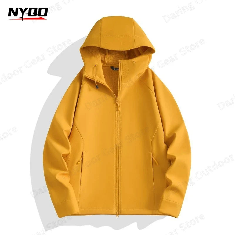 Leichte Kapuzenjacke mit Reißverschluss – Unisex Softshell-Optik für Outdoor