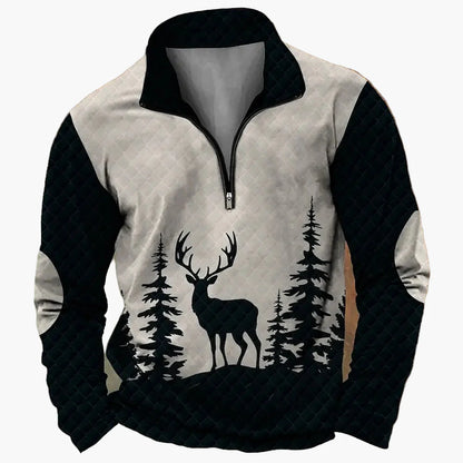 Herren Half-Zip Pullover mit Jagdmotiv