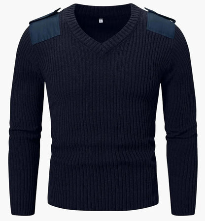 Herren Strickpullover im Militärstil – Klassischer V-Ausschnitt, robuster Alltagsbegleiter