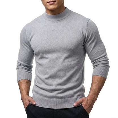 Herren Mock Neck Pullover Slim Fit Feinstrick Rollkragenpullover