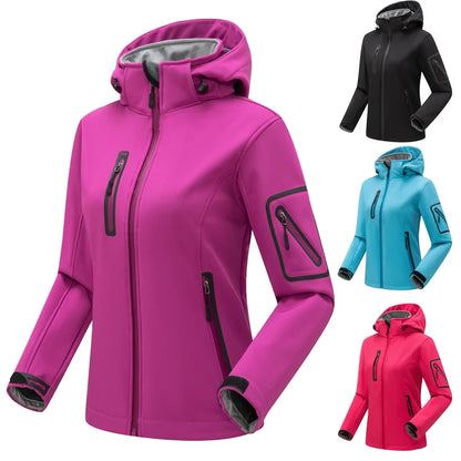 Damen Softshelljacke mit Stehkragen winddicht wasserabweisend Schwarz
