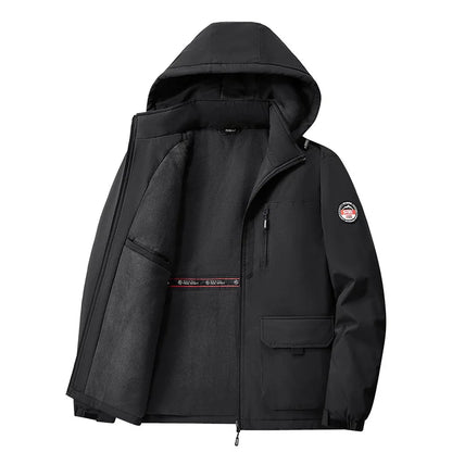 Herren Winterjacke mit Kapuze Gefüttert Khaki