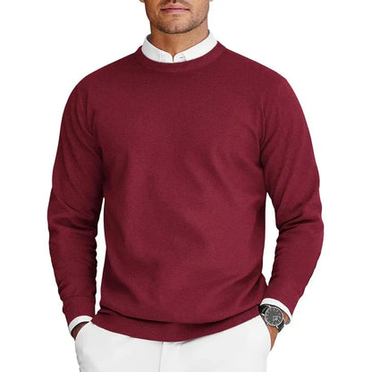 Herren Rundhals Pullover Langarm Feinstrick