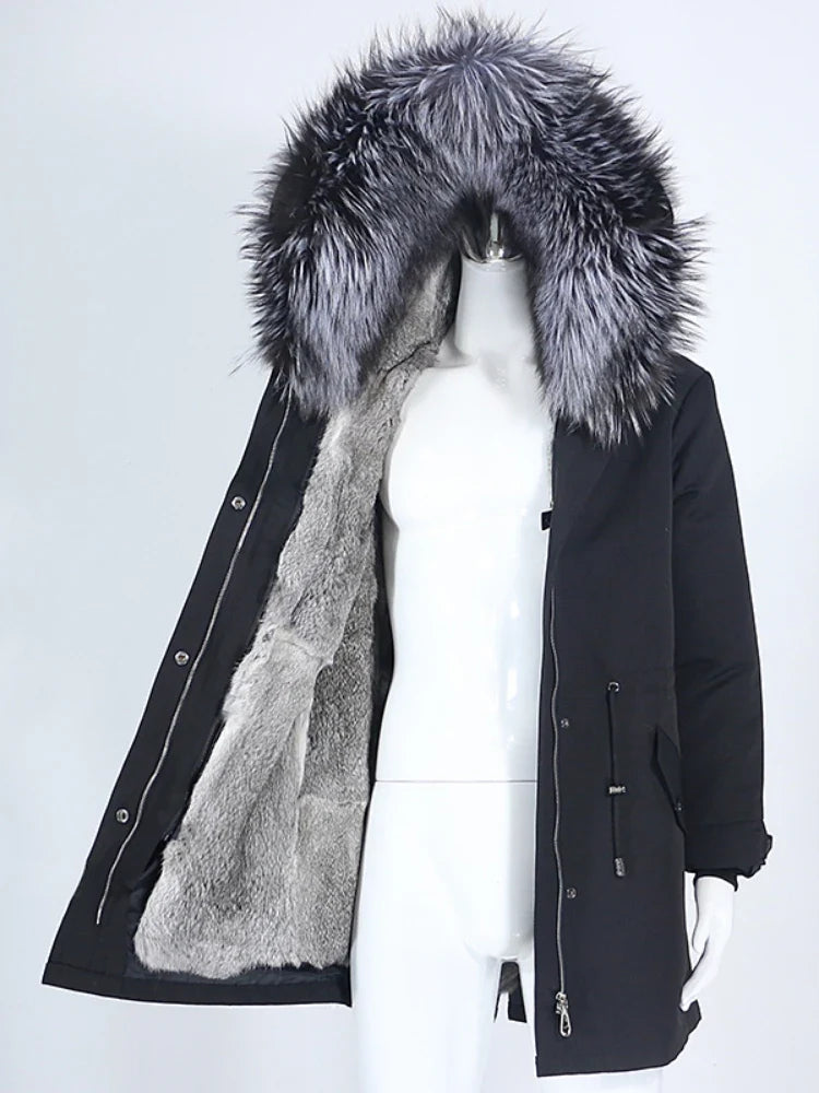 Winterparka mit Kapuze und Futter in Felloptik