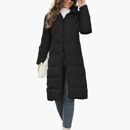 Damen Steppmantel Winter Warm Gefüttert Kapuze Langer Pufferjacke Streetwear