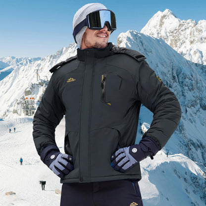 Herren Winterjacke Wasserdicht Skijacke mit Kapuze Outdoor Jacke Warm