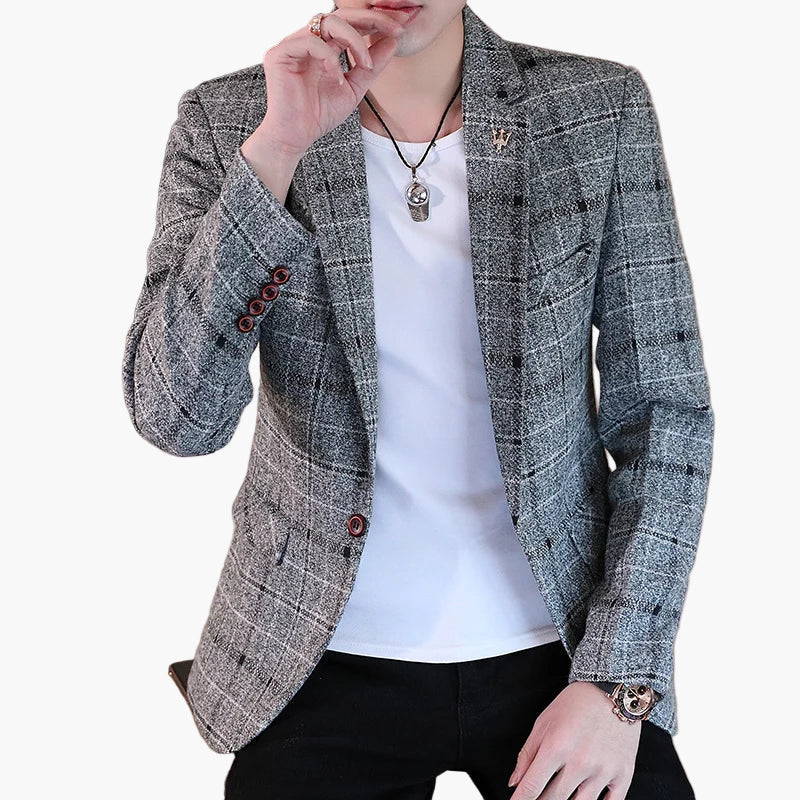 Herren Modernes Business Casual Blazer Sakko – Eleganter Karierter Look für Büro & Freizeit