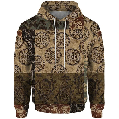 Hoodie Unisex Patchwork Muster Kordelzug Langarm