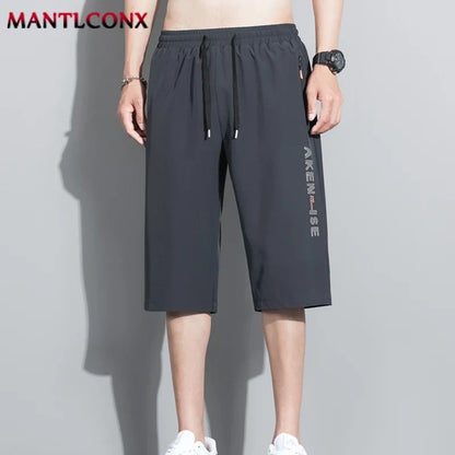 Herren Caprihose Sporthose Jogginghose Dunkelgrau mit Reißverschlusstaschen