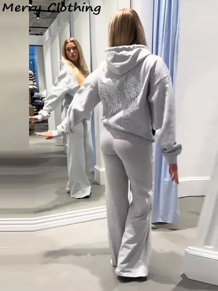 Glitzer Flügel Hoodie Damen Kapuzenpullover