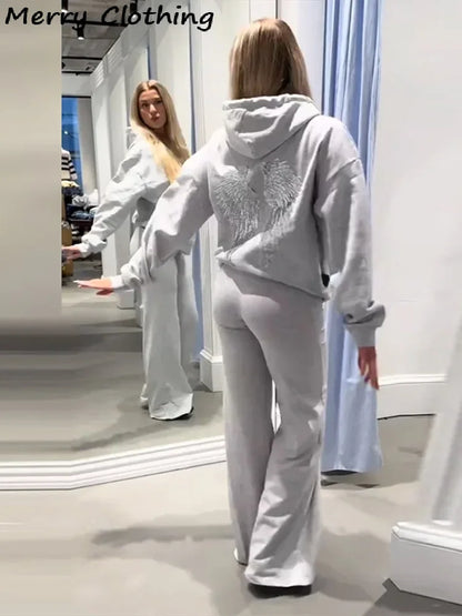 Glitzer Flügel Hoodie Damen Kapuzenpullover