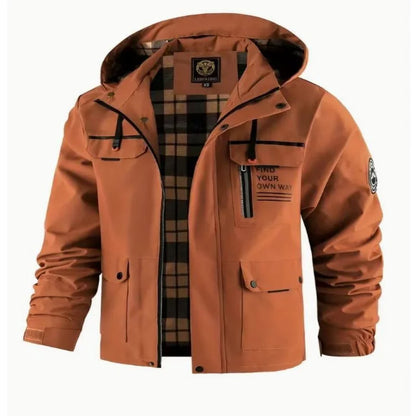Herren Jacke mit Kapuze & Mehreren Taschen - Casual Windjacke