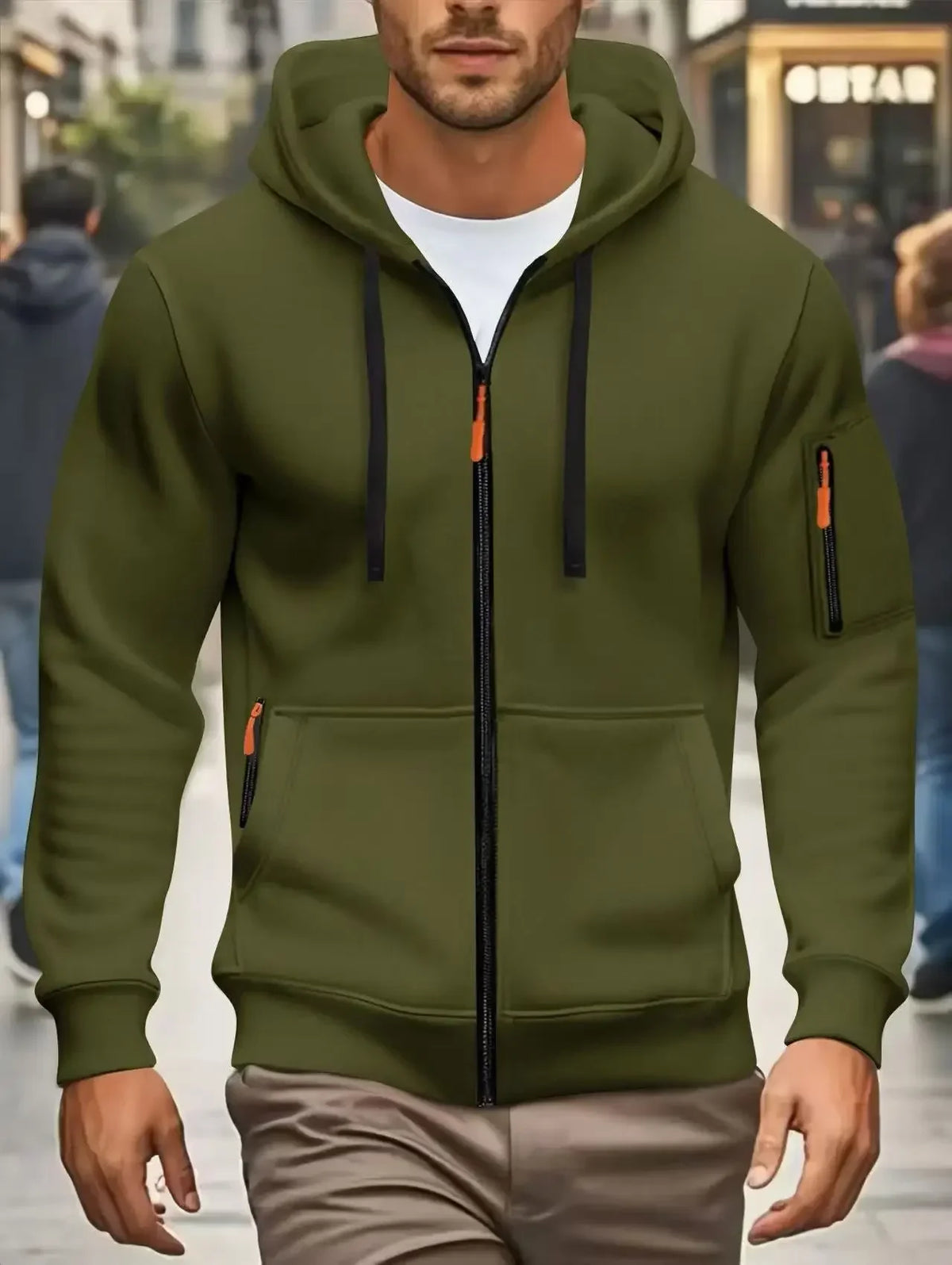 Herren Kapuzenjacke mit Reißverschluss und Kontrastdetails