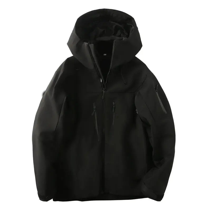 Unisex Kapuzenjacke Outdoor Wanderjacke mit Reißverschlusstaschen