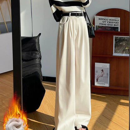 Damen Cordhose Weites Bein Hoher Bund Winter Hose mit oder ohne Fleecefutter
