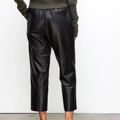 Damen Hose elastischer Bund Knöchellang Schwarz