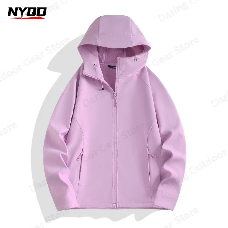 Leichte Kapuzenjacke mit Reißverschluss – Unisex Softshell-Optik für Outdoor