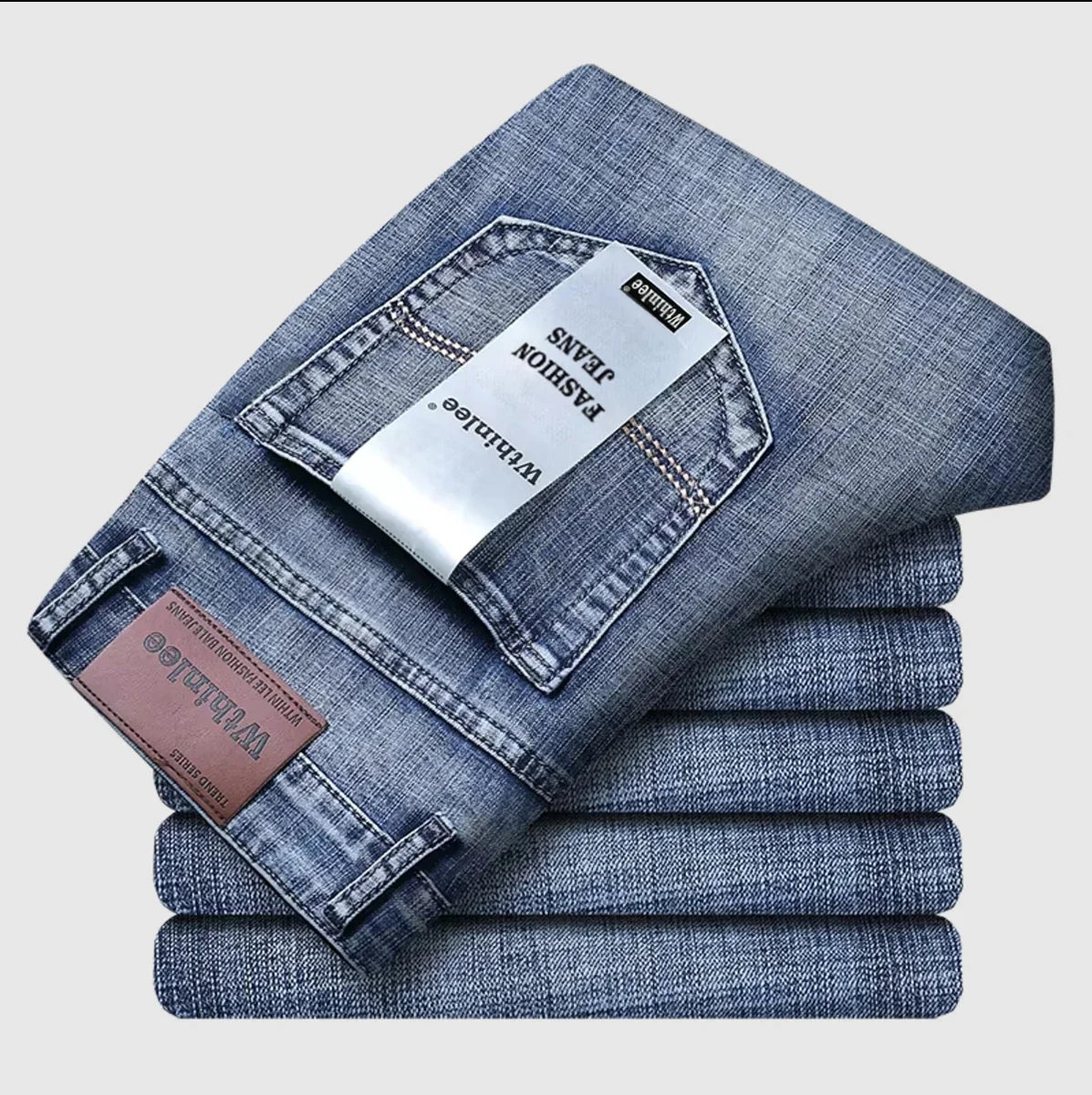 Herren Jeans Hose Straight Fit Denim Freizeithose Blau