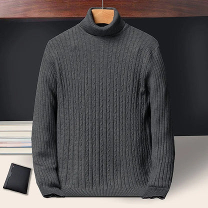 Rollkragenpullover für Herren mit Zopfmuster