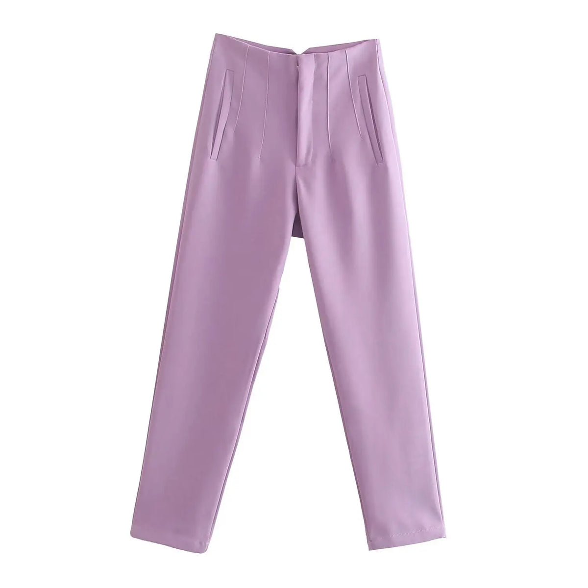 Damen Stoffhose Hoher Bund Business-Hose Elegante Anzughose Beige/Schwarz/Blau Gestreift