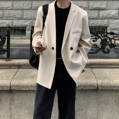 Herren Oversize Blazer Sakko Einreiher Modern Lässige Freizeit Jacke