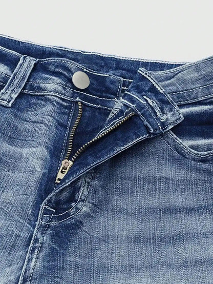 Damen Jeans Bootcut Hellblau mit Waschung