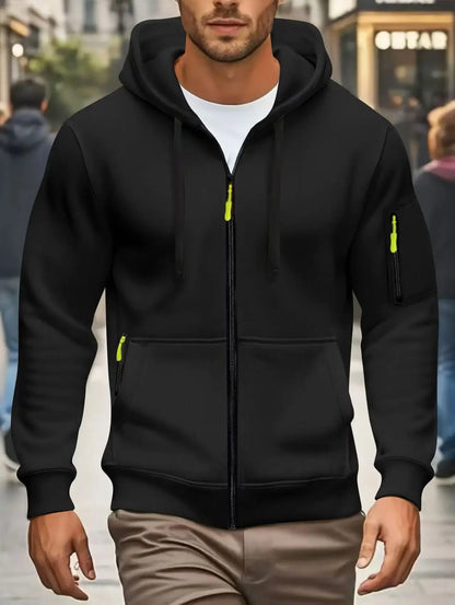 Herren Kapuzenjacke mit Reißverschluss und Kontrastdetails