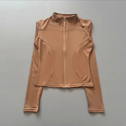 Damen Sportjacke mit Stehkragen & Reißverschluss, Langarm, schmale Passform