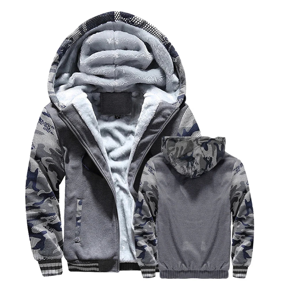 Herren Kapuzenjacke mit Teddyfutter Reißverschluss
