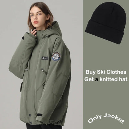 Unisex Winter Skijacke mit Kapuze & Reißverschluss Wasserdichte Winterjacke