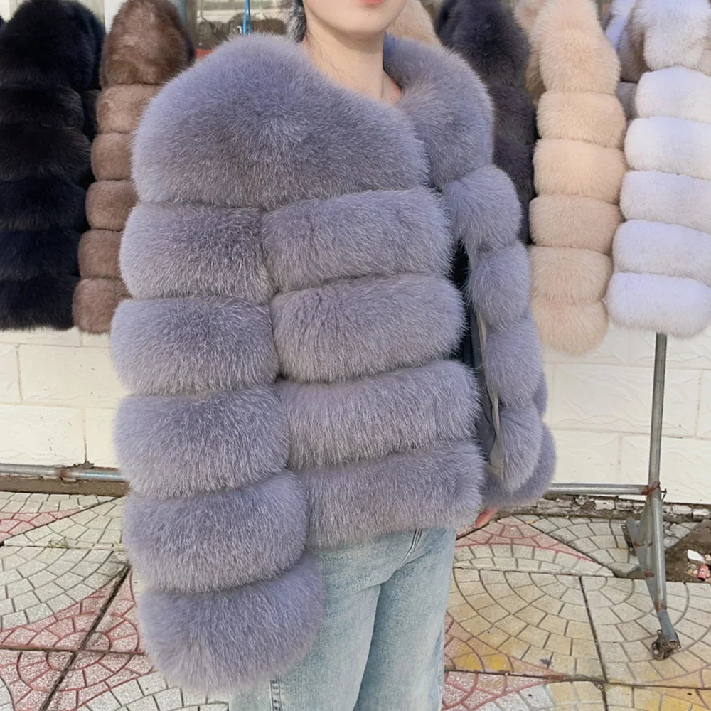 Damen Kurzjacke aus Kunstpelz, Winter Warmes Plüschjacke, Langarm Felljacke