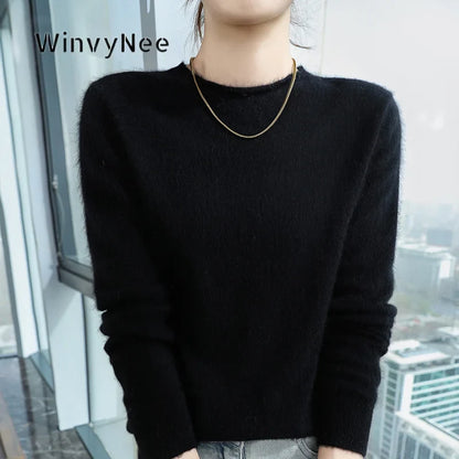 Damen Pullover Rundhals Langarm Strickpullover Weiches Material