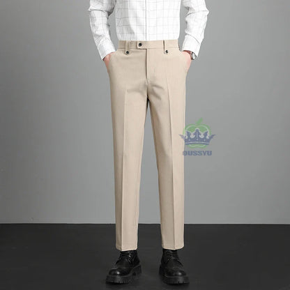 Herren Hose Beige Business-Stil Schmal Geschnitten