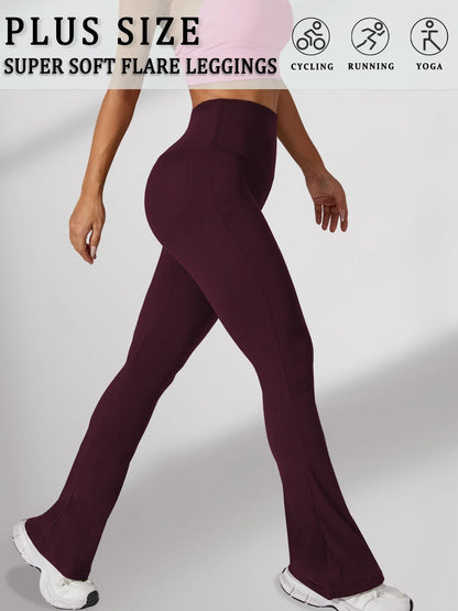 Damen Schlaghose Hoher Bund Ausgestellte Leggings Freizeithose für Yoga Sport Plus Size