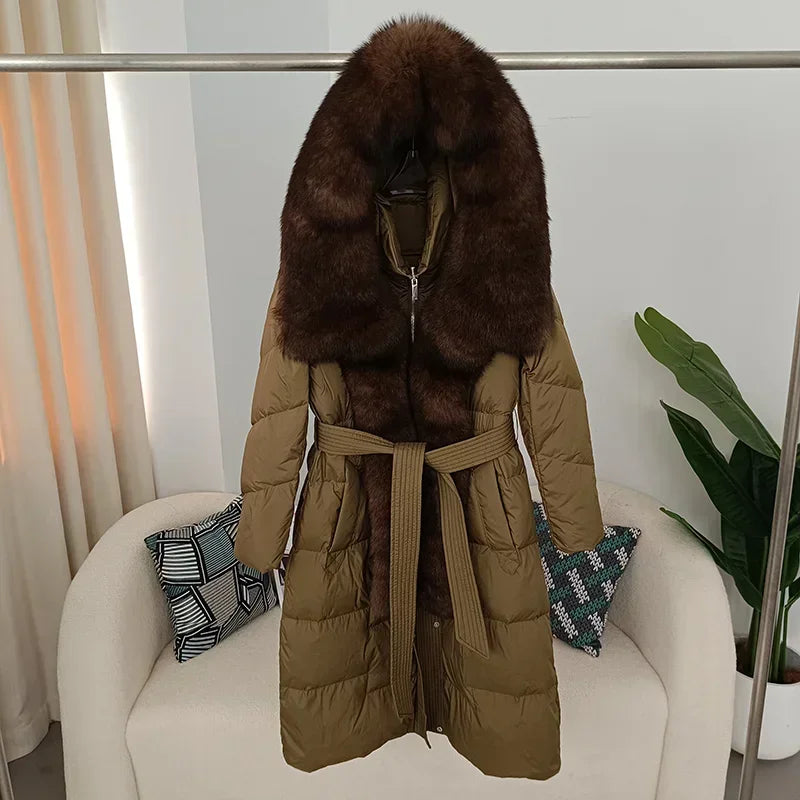 Damen Winter Steppmantel mit Kapuze und Kunstfellbesatz