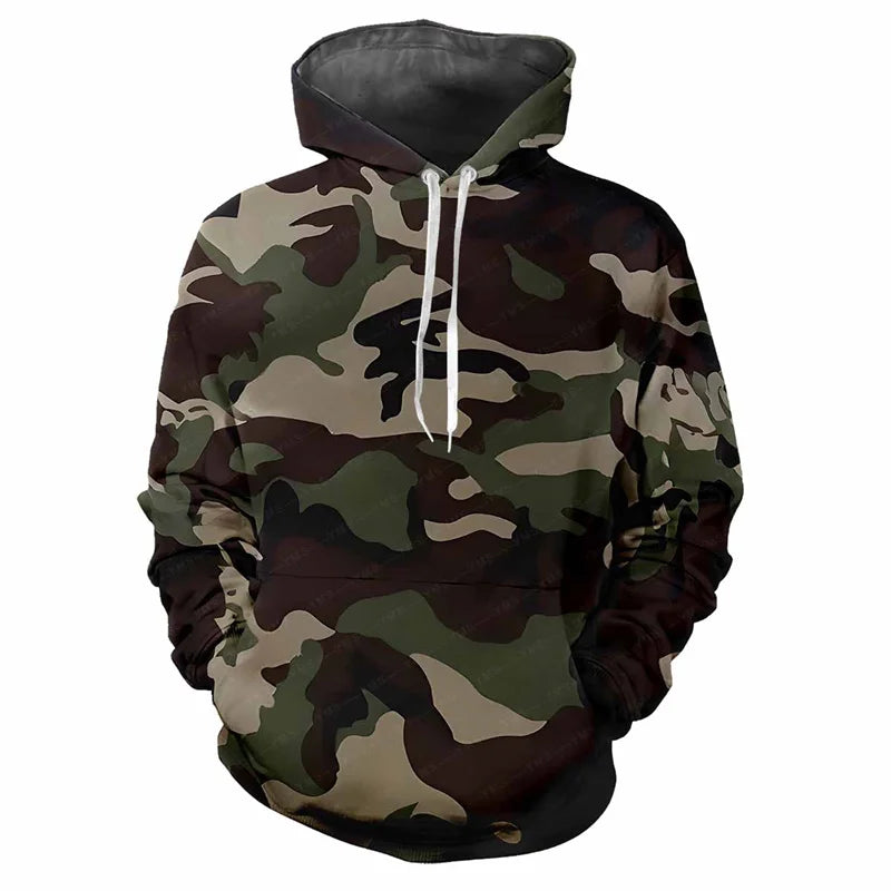 Hoodie Camouflage-Muster Grün Kängurutasche Kapuzenpullover